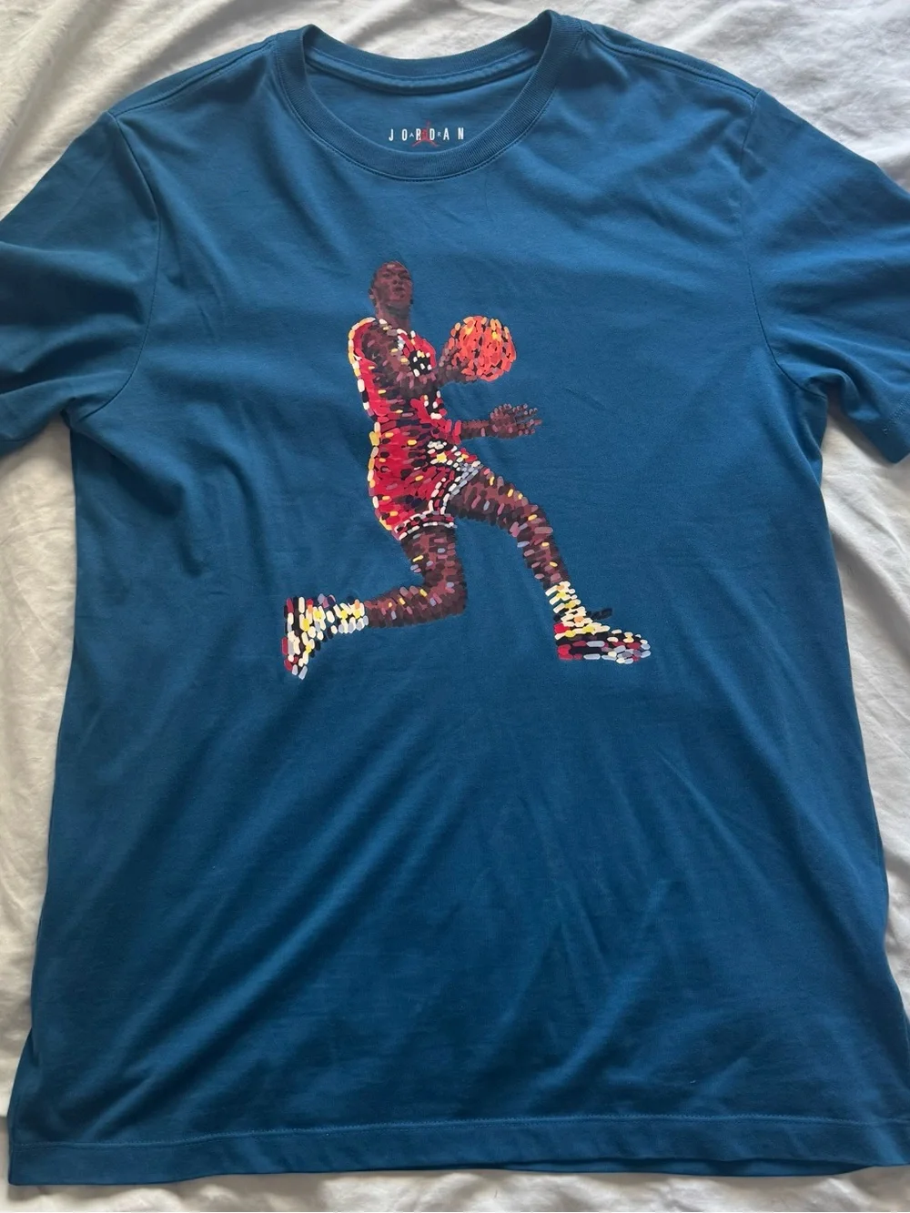 Nike Air Jordan Graphic T-Shirt Men’s Medium Blue Pixelated Art Dunk NWOT